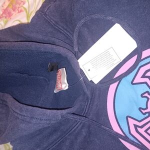 Marvel Dark Blue Hoodie with Pink and Light Blue Design